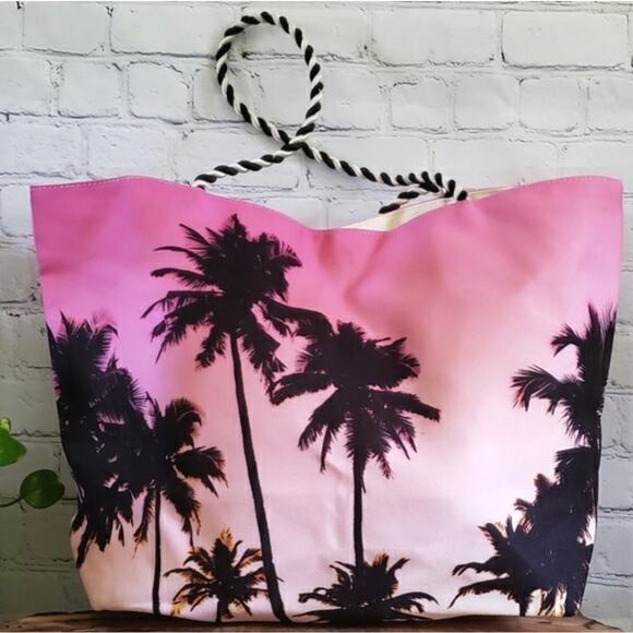 Avon Pink Palm Tree Tote Bag - Beachy & Stylish! - Picture 3 of 10